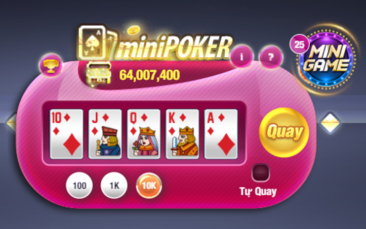Quay thưởng tại mini poker win79