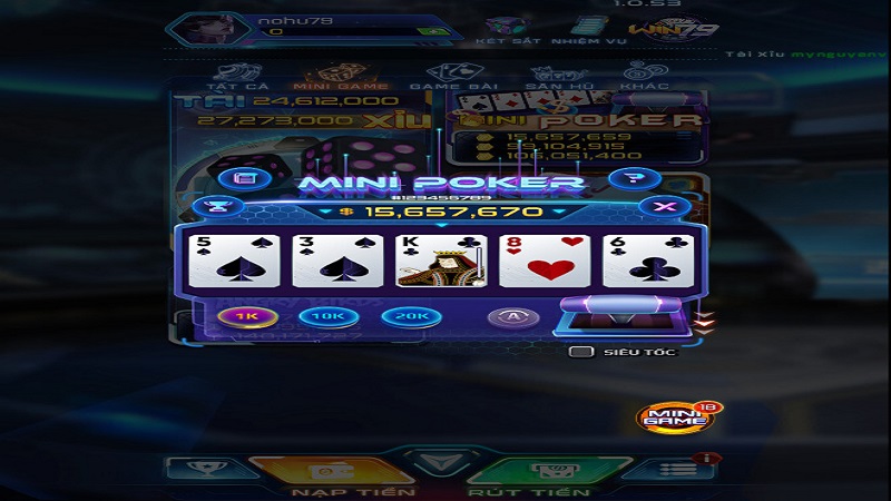 Mini poker - trò chơi đáng trải nghiệm tại win79